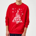 Star Wars Character Christmas Tree Red Christmas Jumper - M