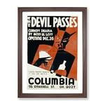 Wpa The Devil Passes Theatre Poster Vintage Framed Wall Art Print, Ready to Hang Picture for Living Room Bedroom Home Office Décor, Walnut A3 (34 x 46 cm)