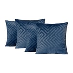 OHS Lot de 4 Housses de Coussin de canapé en Velours Mat à Motif géométrique - Confortables et Douces - pour lit, canapé, Salon, décoration d'intérieur, Bleu Marine