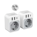 TESSAN Lot de 2 Adaptateur Prise USA, 4 en 1 Adaptateur Prise Americaine avec USB C et 2 USB A, Adapter Americaine 1875 W, Adapter France vers USA, Type B pour Thaïlande Canada Mexique