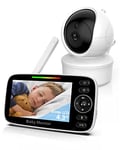 Omesiry Babyphone Caméra, Bébé Moniteur Vidéo avec 4.3” Pouces, Caméra Bébé à Distance Pan-Tilt-Zoom, ECO, Vision Nocturne Infrarouge, Capteur de Température, Fonction Interphone, 720p