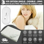 Electric Blanket Heated Washable Fleece Under Luxury Single Double King Size Bed