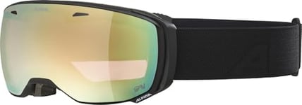 ALPINA ESTETICA QV Lunettes de ski OTG effet miroir, photochromiques et améliorant le contraste, avec protection UV 100% pour adultes, noir mat, taille unique