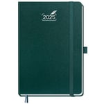 BEZEND Agenda 2025 Semainier A5 en Françai Couverture Rigide | Planner Hebdomadaire avec Papier 120 g/m² et Pages de Notes en Pointillés - Vert foncé