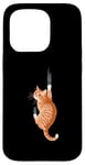 Coque pour iPhone 15 Pro Chat tigré orange suspendu avec griffe griffe chaton mignon