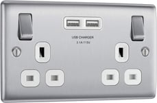 BG nbs22u3w Electrical Double Switched Fast Power Socket with Two USB Charging