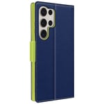 Avizar Case for Samsung Galaxy S24 Ultra Clapet Wallet Video Stand, Dark Blue