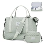 Sac de Voyage Femme Weekend Sac de Sport Gym Grand Taille Sac Cabine Avion Travel Duffel Bag avec Compartiment Chaussure y Poche Humide,Sac Polochon Bagage a Main Carry on Bag Sac Maternité,Vert