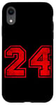 Coque pour iPhone XR Numéro #24 Sport Rouge Numéro Varsity en détresse