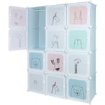 Haloyo 12-Cube Étagère de Rangement, Placard en Plastique, 110 x 145 x 37 cm,blu