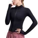 Workout Tops for Women Tank Tight Yoga Shirts Gym Clothes Quick-drying Zipper cardigan Running Exercise Gym t-shirts,Black,M