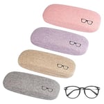 Etui Lunettes Rigide, 4 Pièces Étui à Lunettes Rigide en Toile de Lin, Boite Lunettes Rigide Portable, Étui de Protection pour Lunettes pour Lunettes et Lunettes de Soleil (4 Couleurs)