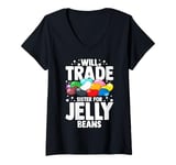 Womens Jelly Bean Funny Candy Cute Snack V-Neck T-Shirt