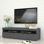 Meuble tv salon design anthracite 2 compartiments 1 porte Burrata City