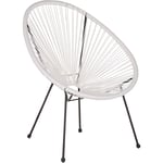 Beliani - Chaise Fauteuil Type Spaghetti en Rotin pe Blanc et Acier Design Tendance pour Salon Chambre Terrasse ou Jardin au Style Moderne et