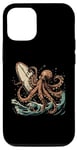 Coque pour iPhone 13 Pro Planche de surf Octopus Kraken Surf Board Ocean Surfer