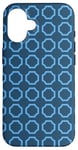 Coque pour iPhone 16 Navy Electric Blue Hexagons Links Circle Geometric Pattern