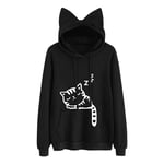 Hoodies söt kattöron nyhetstryckt pullover sweatshirt katt huva