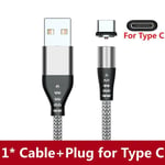 AUFU-Câble de charge magnétique USB de type C,câble de téléphone,chargeur de téléphone magnétique,micro USB pour iPhone 12,13 Pro Max,Xiaomi - Type Silver for Type C-2m