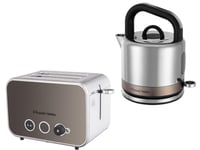 Russell Hobbs Distinctions Titanium Kettle & 2 Slice Toaster Matching Set