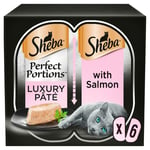 48 X 37.5g Sheba Perfect Portions Luxury Adult Cat Food Tray Salmon In Loaf