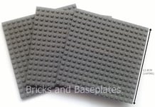 LEGO 3 x  DARK GREY PLATES Plate Baseplate 16x16 Pin -12.8cm x 12.8cm x 0.5cm