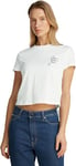 Calvin Klein T-Shirt Manches Courtes Femme Script Institutional Baby Tee Col Ras-du-Cou, Blanc (Bright White), S