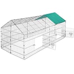 TecTake TecTake Cage enclos à lapin extérieur avec protection pare-soleil toit | LxlxH: 180 x 75 x 75 cm - diverses couleurs au choix- (Toit vert | no. 402420)