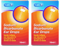 Care+ Sodium Bicarbonate Ear Drops 10ml X 2