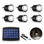 Lot de 6 mini spots LED solaires encastrables au sol, 3 W, lampadaire encastrable pour extérieur, spot extérieur encastrable au sol, antirouille, chargeable jusqu'à 800 kg, 12 V-24 V DC, rond blanc en acier inoxydable [Classe énergétique A+++]