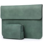 HYZUO 15-16 Inch Laptop Sleeve for MacBook Pro 16 M3/M2/M1 Pro/Max A2991 A2780 A2485 A2141 2024-2019, MacBook Pro 15 2015-2012, XPS 15, Faux Suede Leather Case with Accessory Bag, Midnight Green-H