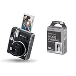 instax mini 40 instant film camera, easy use with automatic exposure, Black & mini instant film Monochrome, 10 shot pack, suitable for all mini cameras and printers