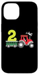 Coque pour iPhone 14 Tracteur agricole 2ème anniversaire 2 ans pour tout-petits garçons enfants