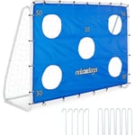 Relaxdays Cage foot avec mur de tir, pour petits et grands, acier, HxLxP : 170 x 235 x 85 cm, jardin, bleu et blanc