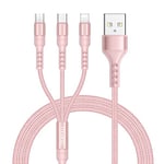 RAVIAD Multi Charger Cable, 3 in 1 Multiple Charging Cable [1.2M] Multiple USB Cable Nylon Braided with Micro USB Type C Phone Cable Connector for Phone, Android Samsung Galaxy, Huawei, LG