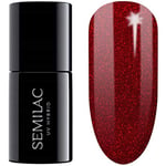 Semilac Vernis à ongles gels semi-permanents UV 347 Pretty Red Glitter 7ml