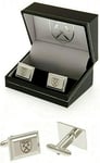 WEST HAM UNITED FC SILVER PLATED HAMMERS CREST MENS SHIRT CUFFLINKS WHUFC BOXED 