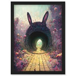 Doppelganger33 LTD Down The Rabbit Hole Alice In Wonderland Easter Bunny Tunnel Artwork Framed Wall Art Print A4