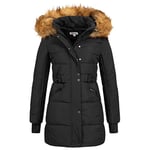 Elara Veste Matelassée Femme Col en Fausse Fourrure Chunkyrayan MP19904 Black/Natur-36 (S)