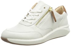 Clarks Women's Un Rio Zip Sneaker, White Leather, 8 UK