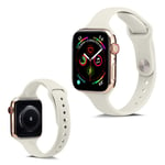 Apple Watch Series 5 44mm yksinkertainen silikoninen kellonauha - Beige Valkoinen