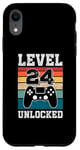 Coque pour iPhone XR Niveau 24 Débloqué 24 Ans Gamers 24e Anniversaire Jeu