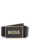 BOSS Mens Icon-S1 Plaque-buckle belt in Italian leather