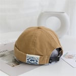 (One SizeKhaki) Muoti Miesten Docker Cap Skullcap Retro Sailor Cap Pipo Hatut Miesten Naisten Lämmin Bucket Cap Brimless Hat Pääkallohattu Konepelti Hip Hop Hat