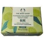Body Shop Cleansing Face Bar 100 g Olive Refreshing Soap Lather Rinse Wash Skin