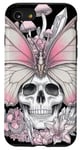 Coque pour iPhone SE (2020) / 7 / 8 Tête squelette champignon papillon – Botanique gothique