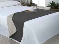 Estoralis - AVA | Chemins de lit Doux et Soyeux | Tissu matelassé réversible | Gris/Anthracite | pour lit de 80/90 cm. (60 x 160 cm.) Couvre-lit de Couleur contrastée.