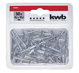 kwb Rivets Aveugles/Pop Rivets 4 mm, Longueur 10 mm, En Aluminium, La Broche Galvanisée pour Une Pince pour Rivets Aveugles Habituel, 4,0 x 10 mm