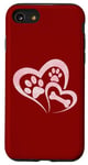 Coque pour iPhone SE (2020) / 7 / 8 Aquarelle rose clair patte de chien cœur os amoureux des chiens