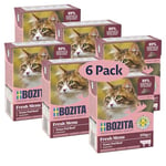 Bozita Nourriture Humide pour Chats en gelée avec hachage de bœuf – Lot de 6 Paquets de 370 g de Nourriture savoureuse pour Chat sans céréales ni Sucre – pour Chats Adultes avec 7,5% de protéines et